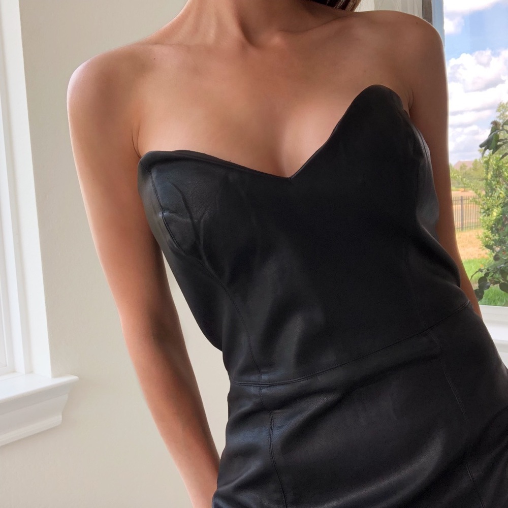 ❌SOLD❌LIKE MYNDED Katia Leather Strapless Mini Dress - Picture 5 of 9